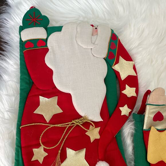 Vintage Christmas Stocking Lot of 2 Santa & Angel Stiff Cardboard Front READ - Picture 10 of 16